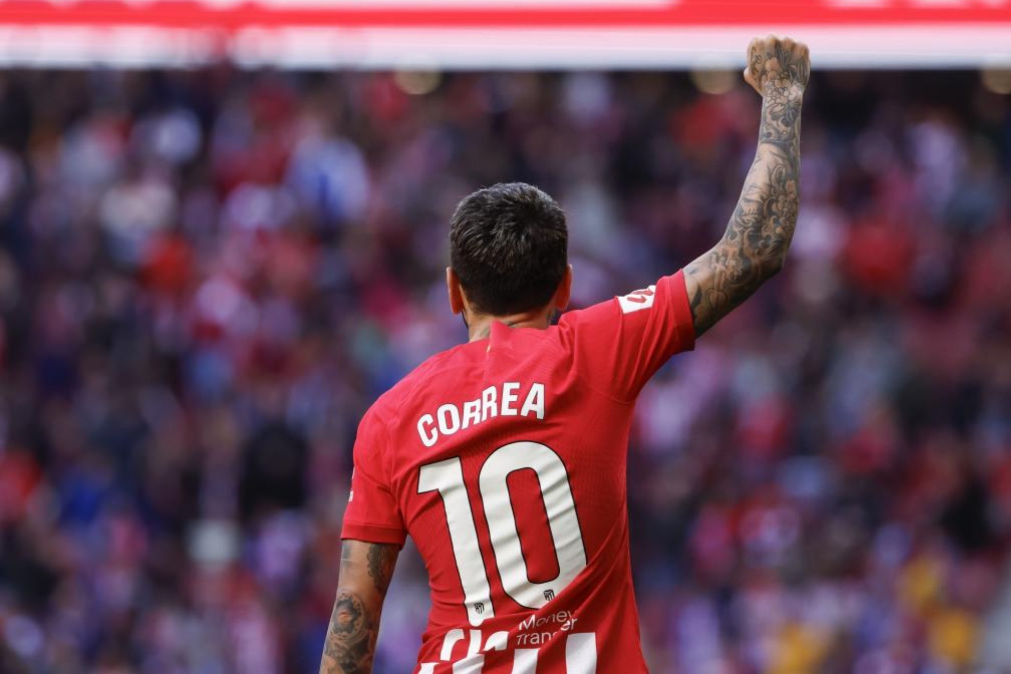 Correa celebra un gol durante la presente temporada