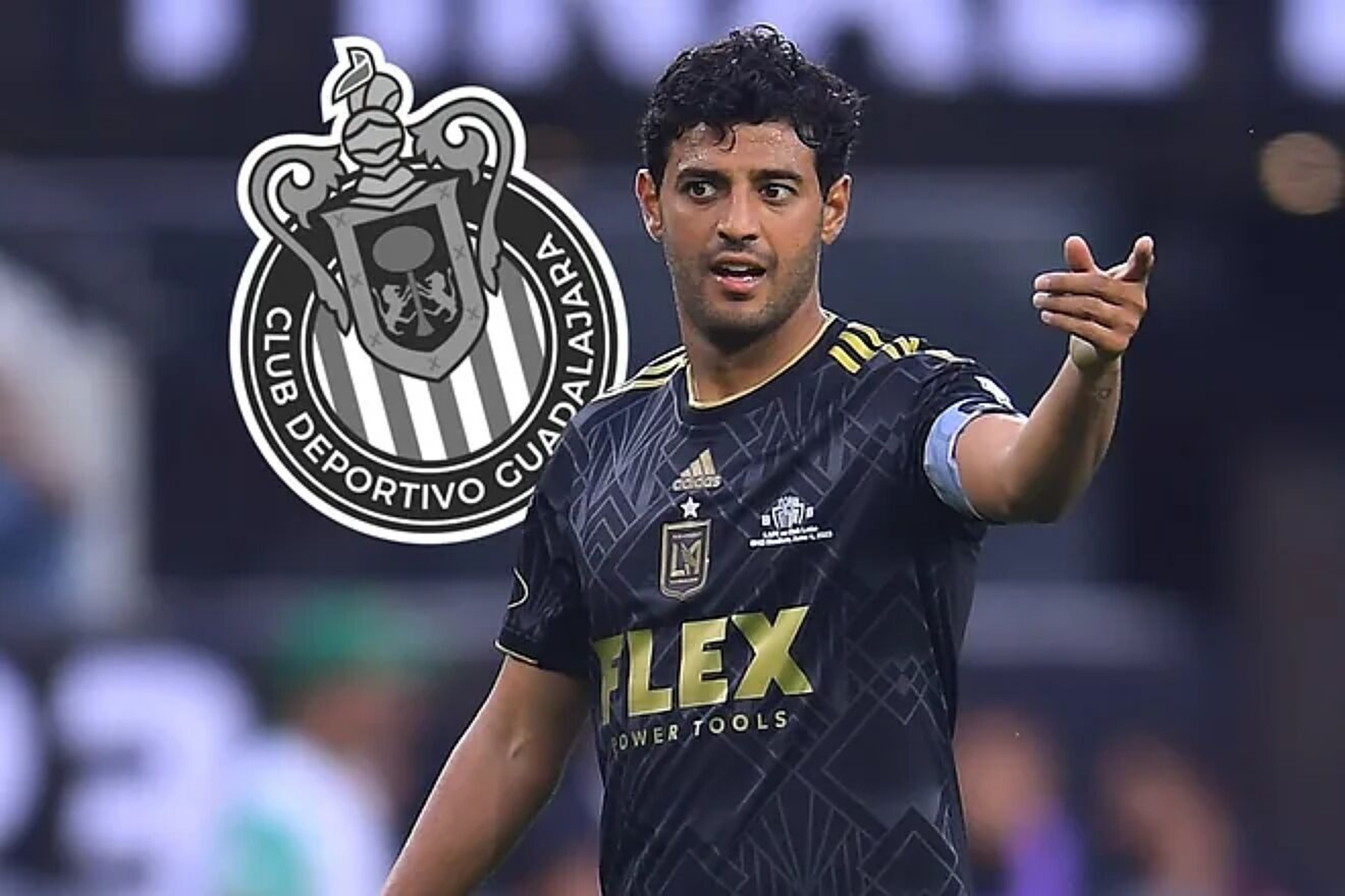 Vela, in a montage of his photo with the Chivas crest