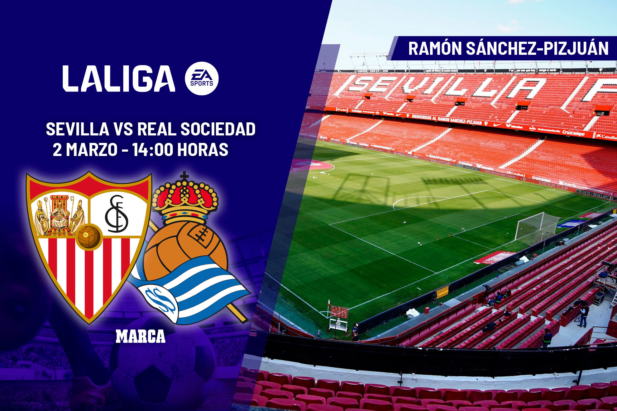 Sevilla - Real Sociedad: horario, dnde ver hoy en TV y canal del partido de  LaLiga EA Sports