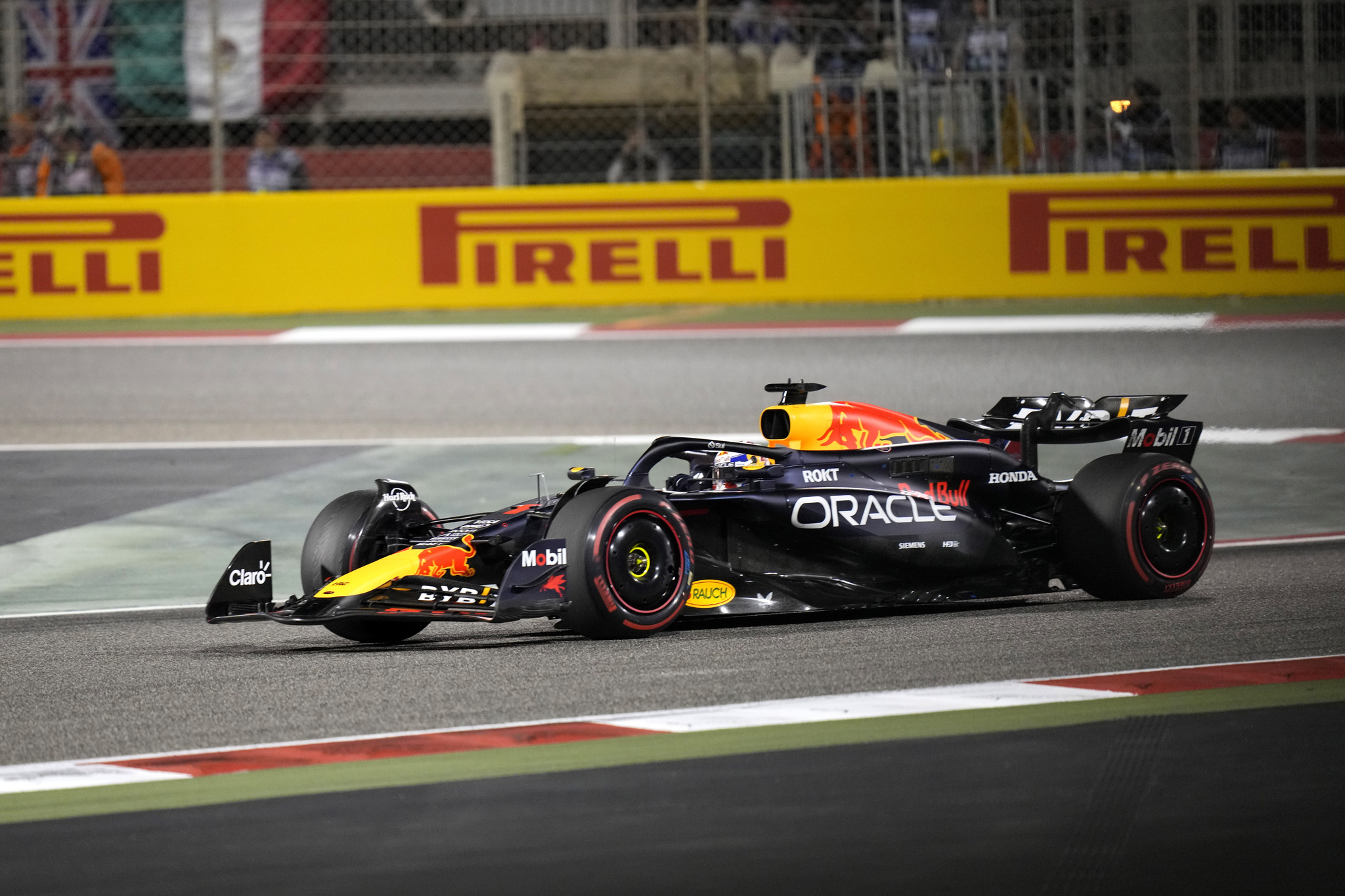 Red Bull driver Max Verstappen in action during the Bahrain Grand Prix
