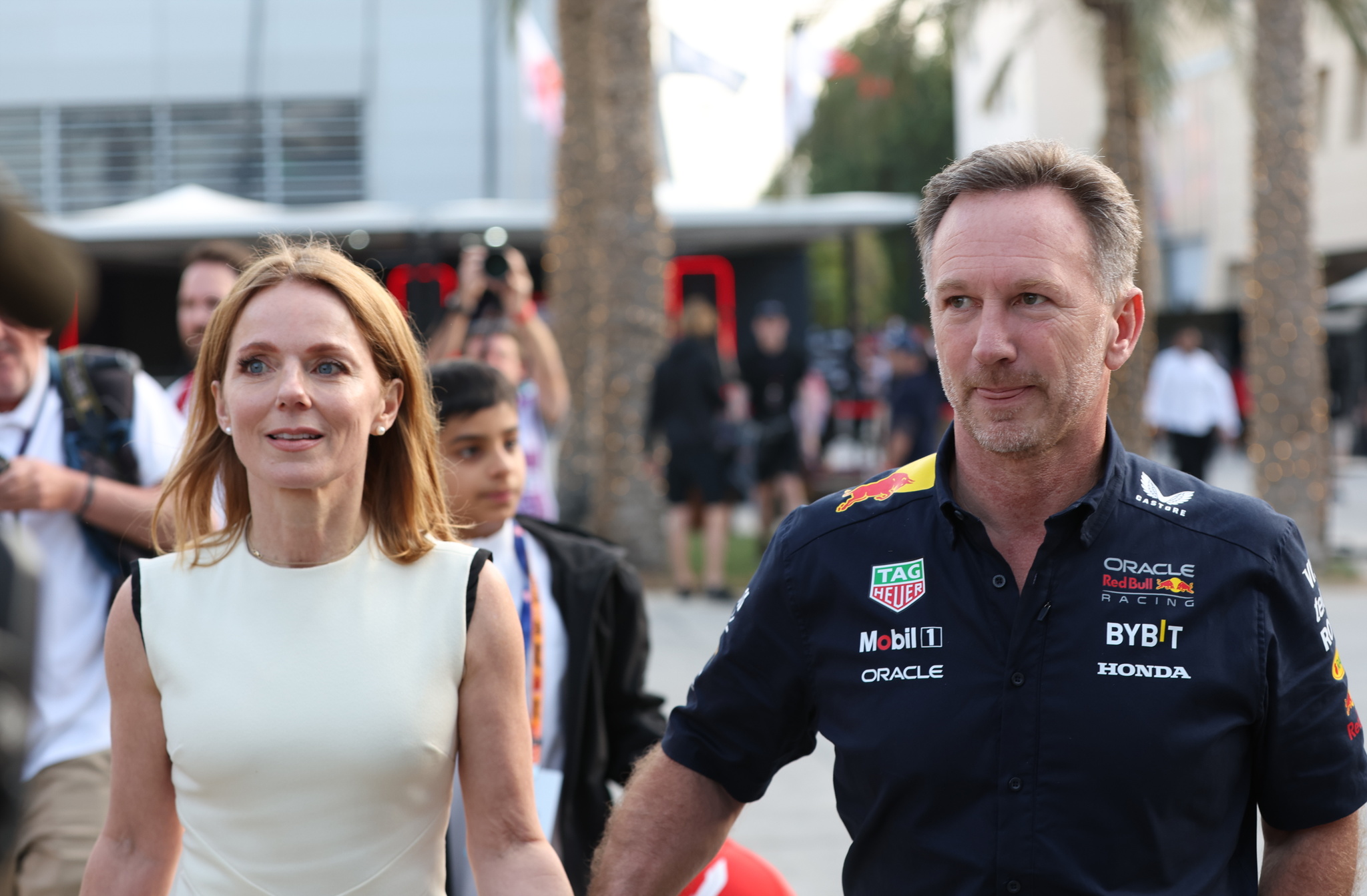 Christian Horner of Red Bull Racing and his wife Geri Halliwell