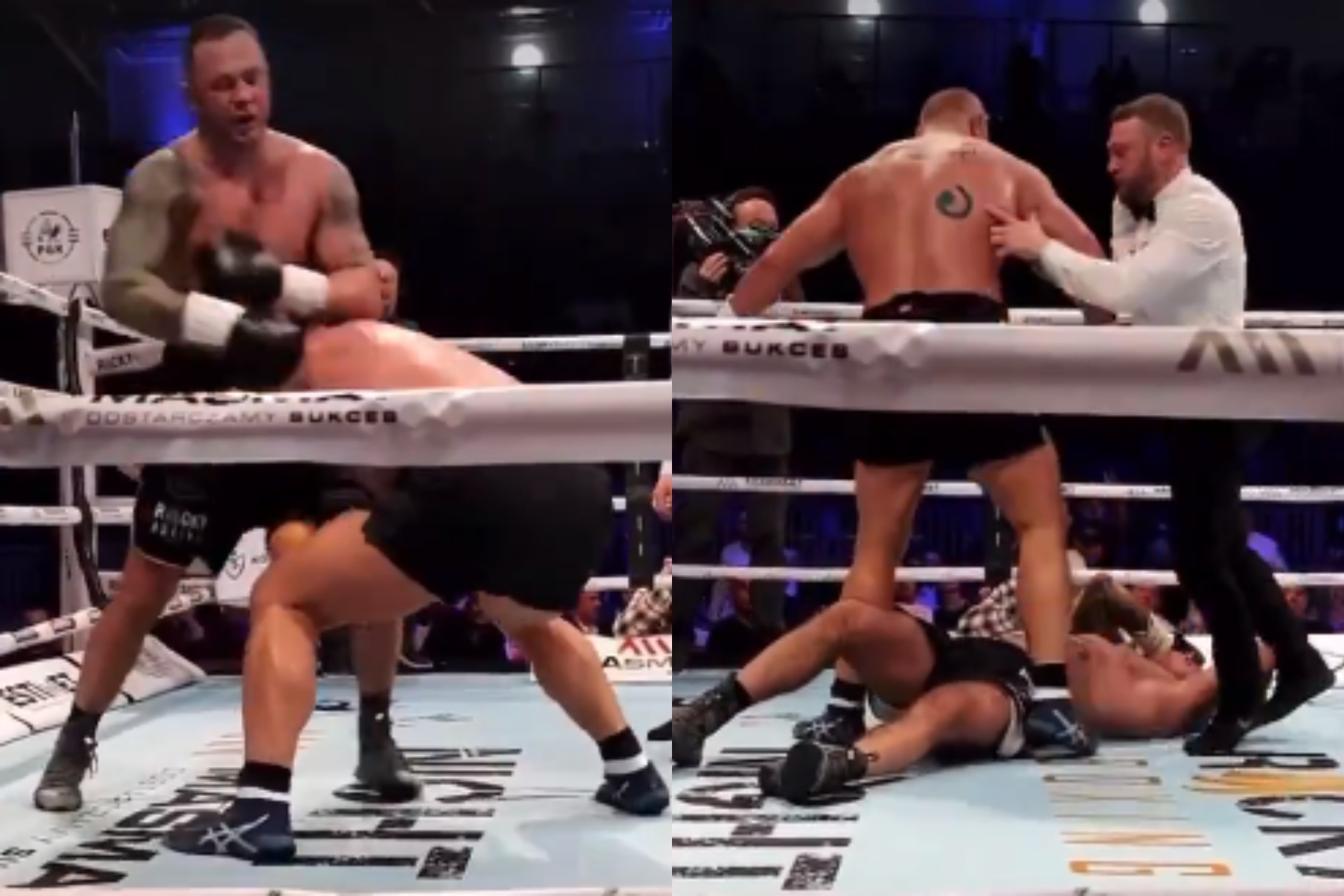 ¡Surrealista! Un luchador de MMA debuta en boxeo, levanta a su rival y lo noquea en el suelo