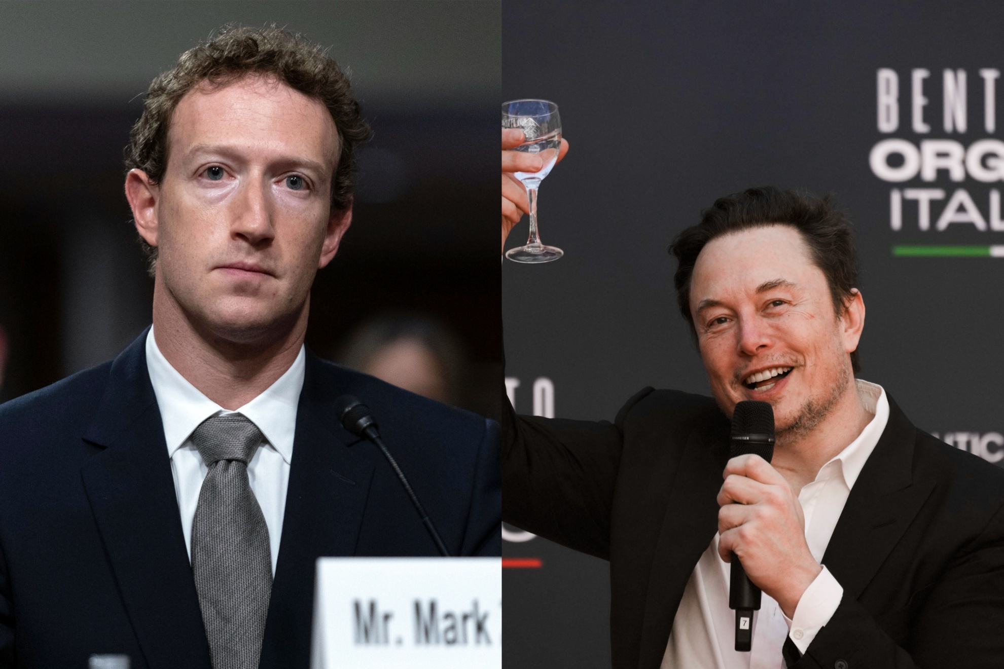 Mashup image of Mark Zuckerberg and Elon Musk