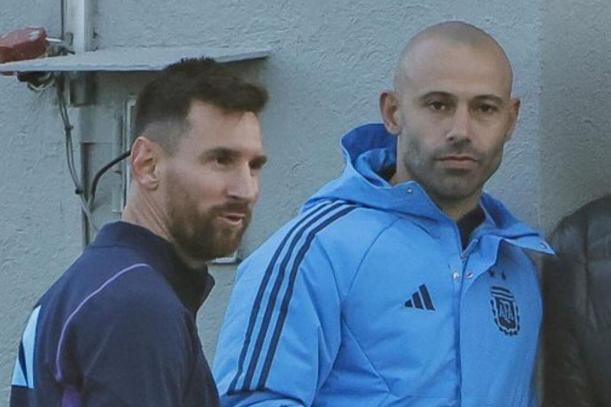 Messi and Mascherano, wearing the Argentina National Teams kit.