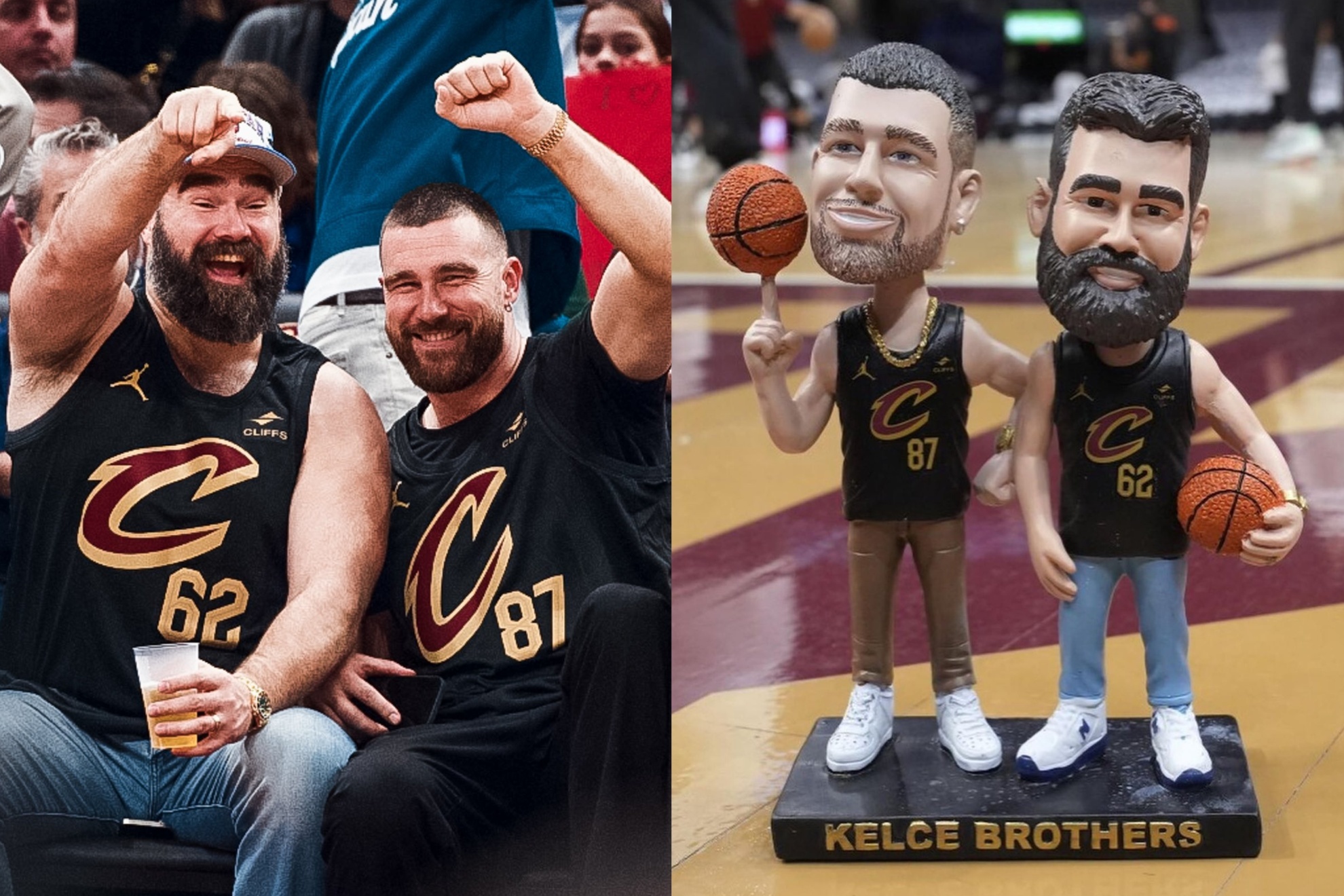The Cleaveland Cavaliers gave away Kelce brothers bobble heads on Tuesday night