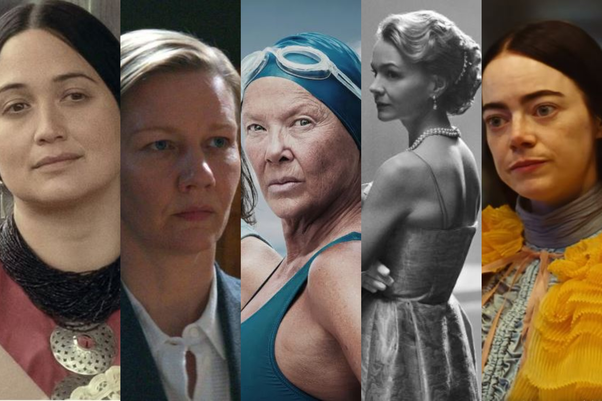 Lily Gladstone, Sandra Hller, Annette Bening, Carey Mulligan y Emma Stone, las cinco nominadas.