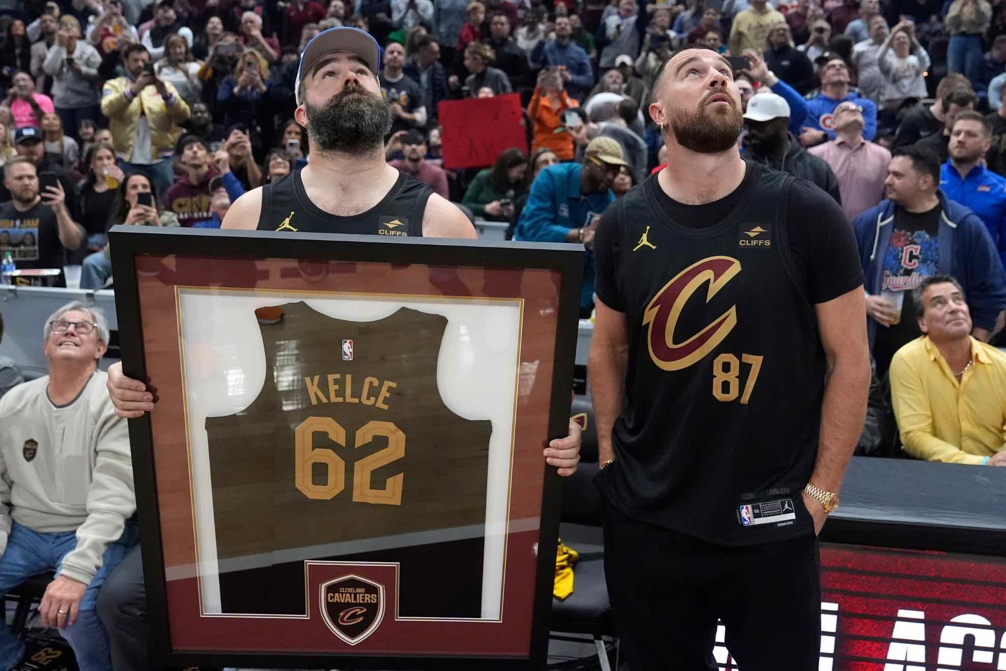 Locals Jason and Travis Kelce were honored at the Cleveland Cavaliers game
