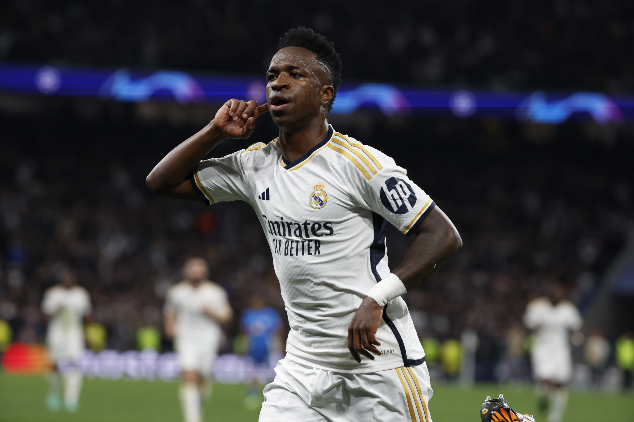 Vinicius celebrating his opening goal for Real Madrid