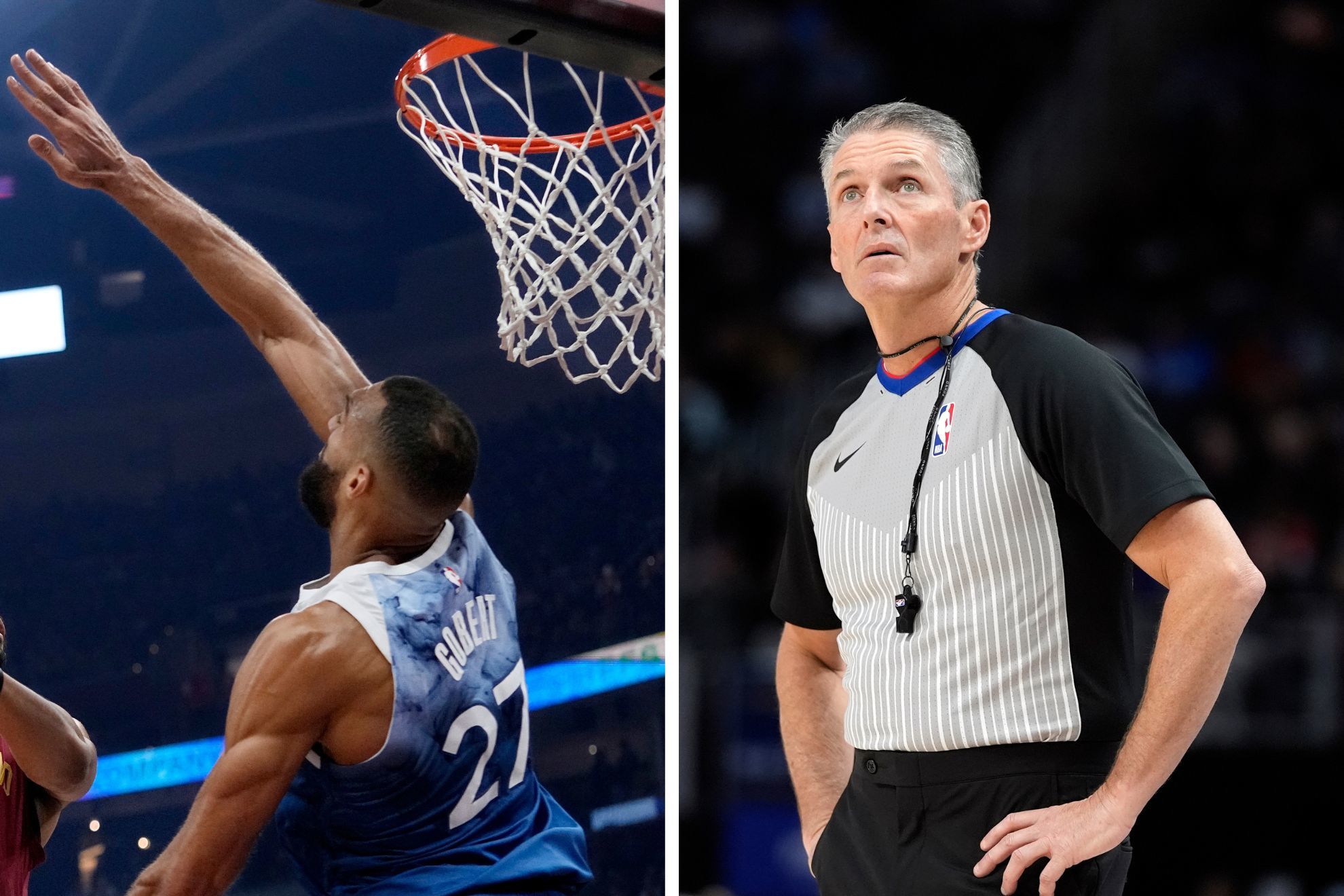 Rudy Goberts blooper reel: disses ref Scott Foster with money gesture and air balls a dunk