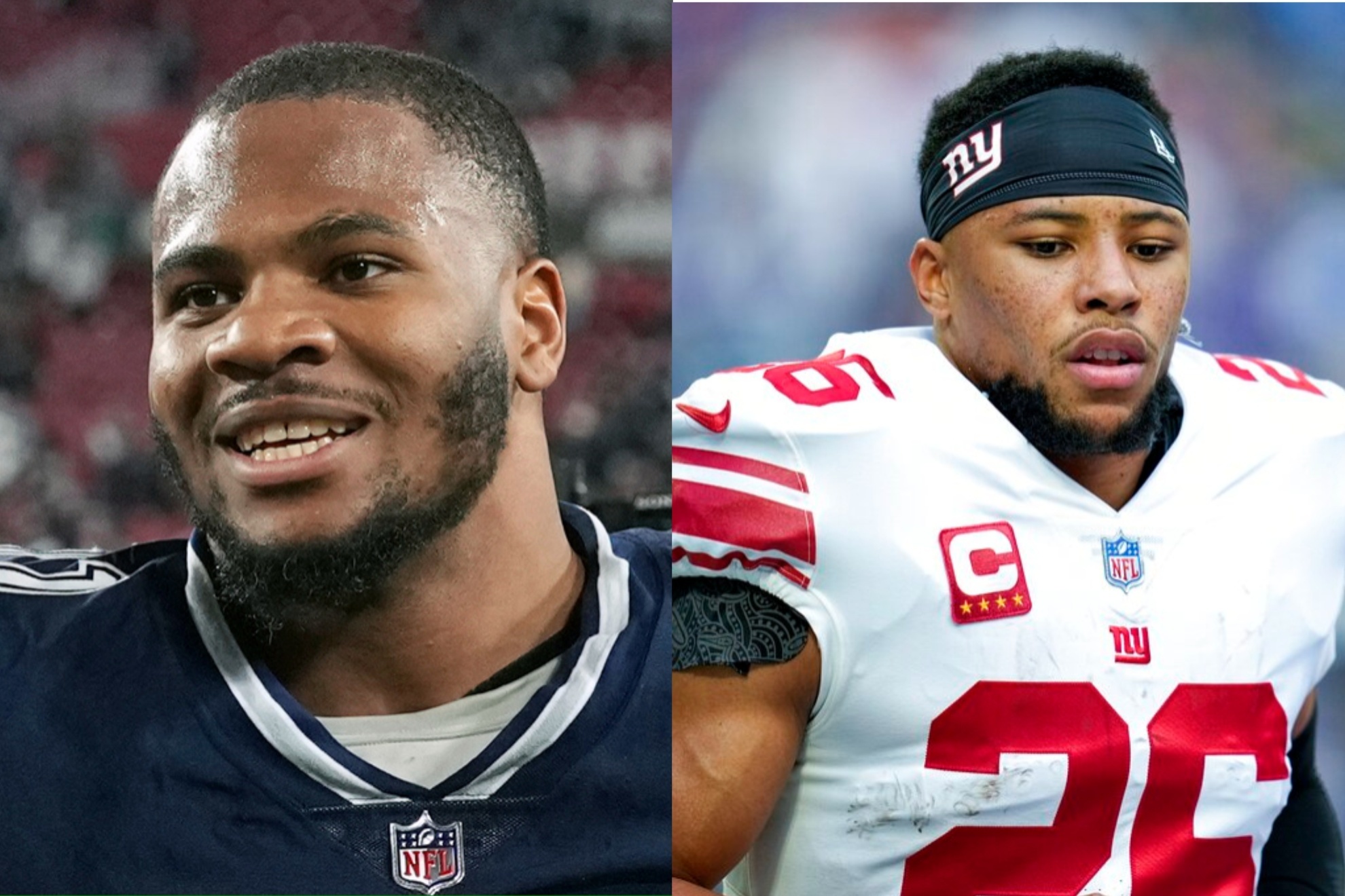 Micah Parsons (L) did not like the arrival of Saquon Barkley to the Eagles at all.