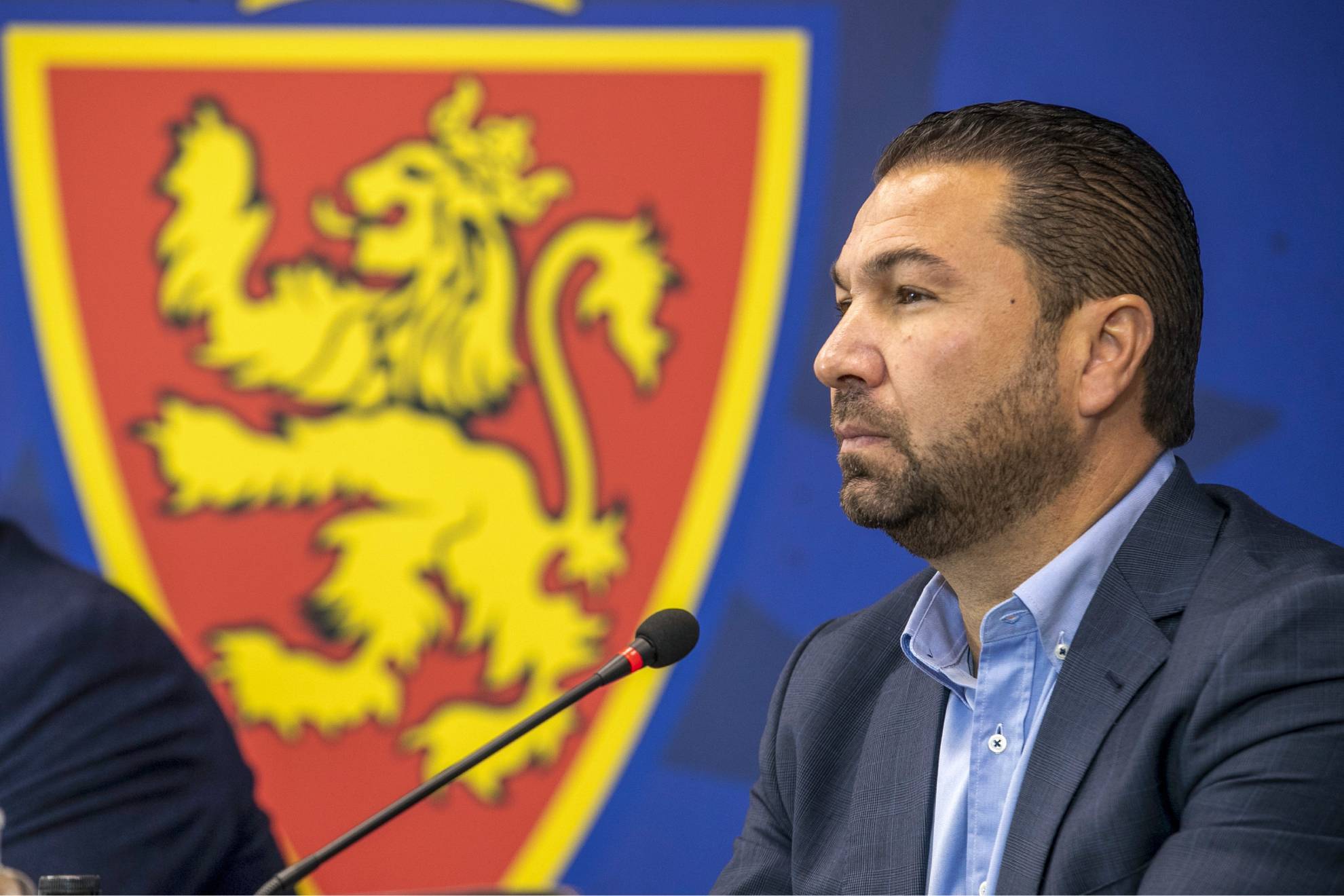 Juan Carlos Cordero durante su presentacin como director deportivo del Real Zaragoza en 2023.