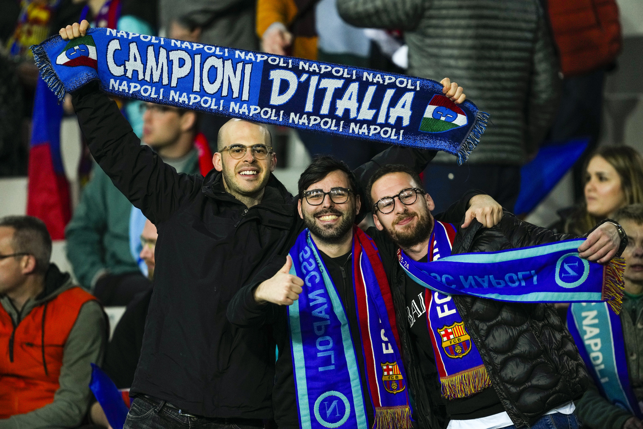 Napoli fans in attendance for tonight's match with Barcelona