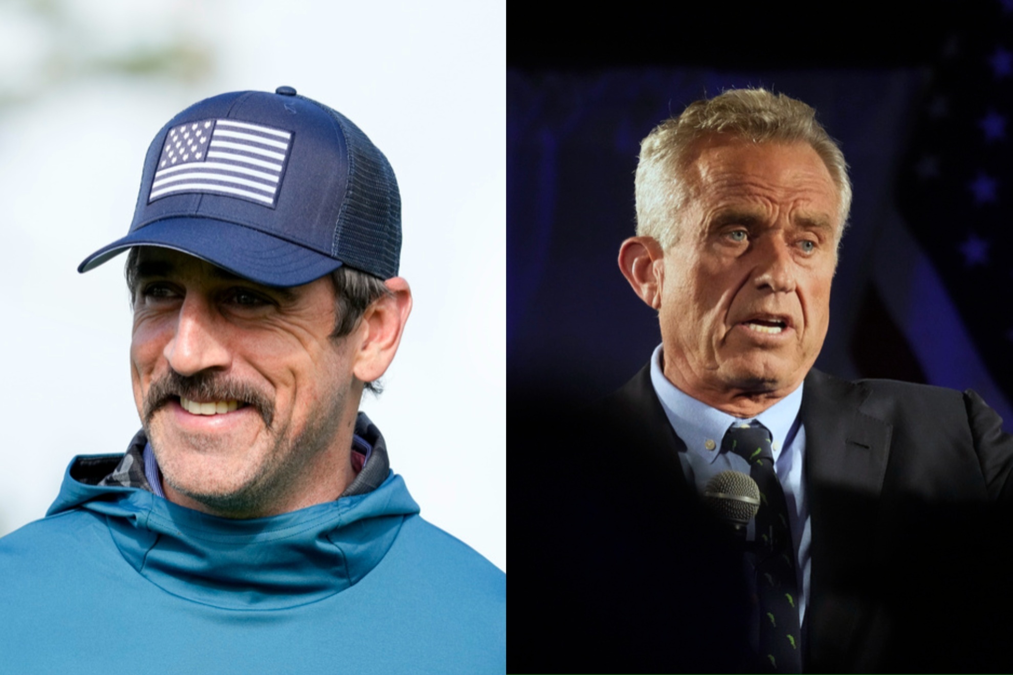 Aaron Rodgers (L) could be Robert F. Kennedy Jr.s running mate.