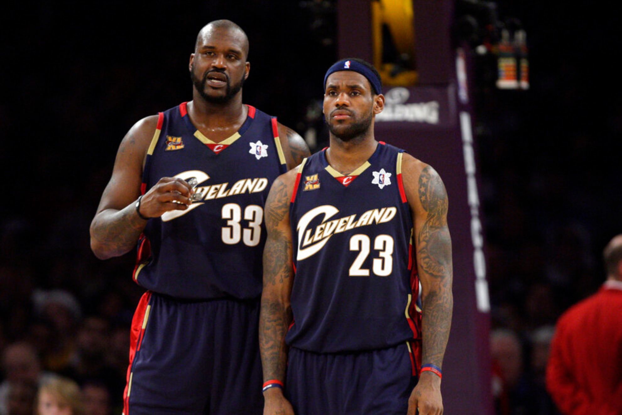 Shaq shared the court with a young James during his time in Cleveland