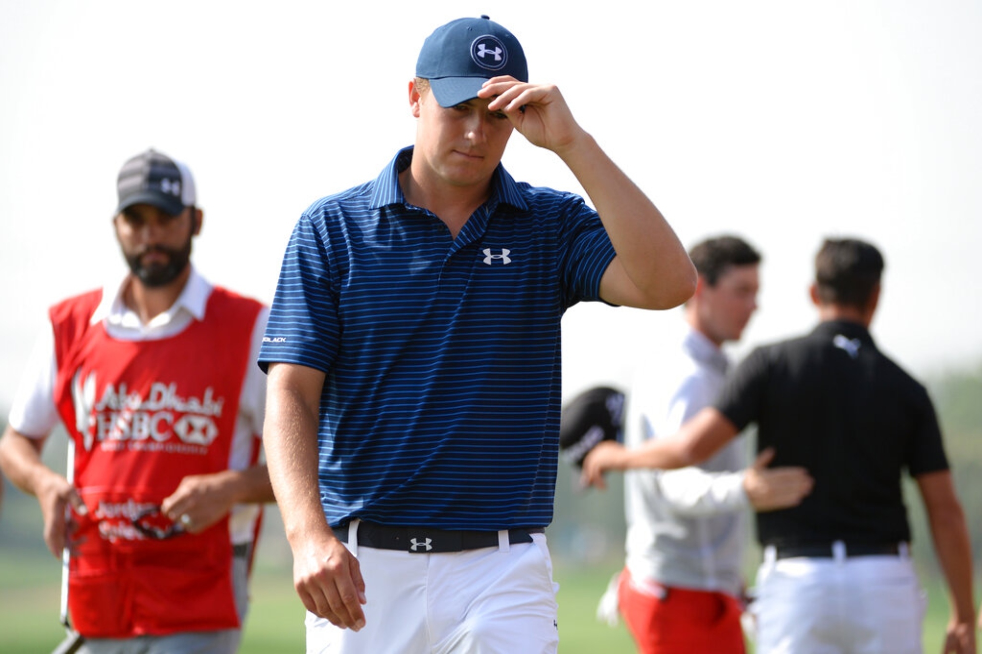 Rory McIlroy and Jordan Spieth have heated argument in the fairway during Players Championship