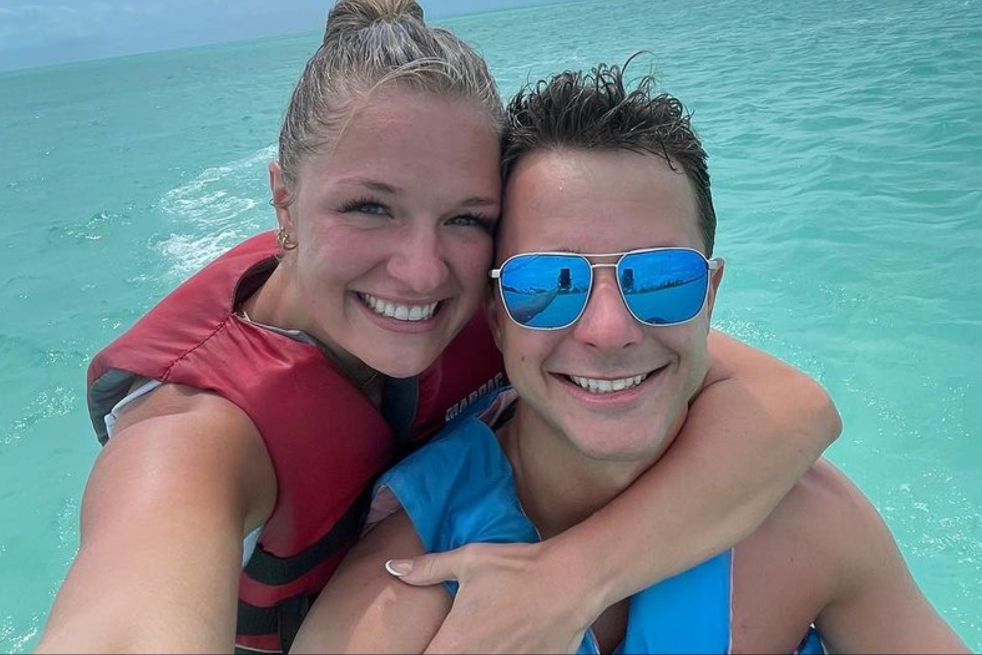 Jenna and Brock Purdy in Turks and Caicos Islands.