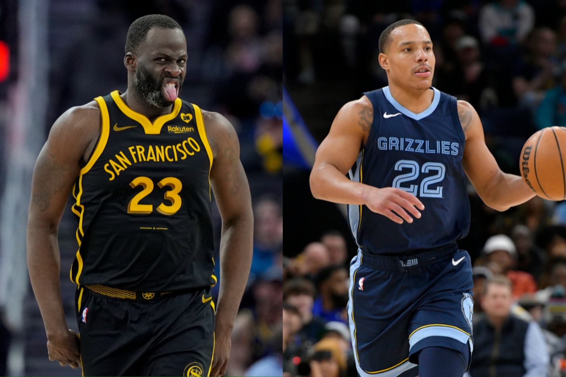 Draymond Green (R) and Desmond Bane came to blows in the Warriors-Grizzlies.