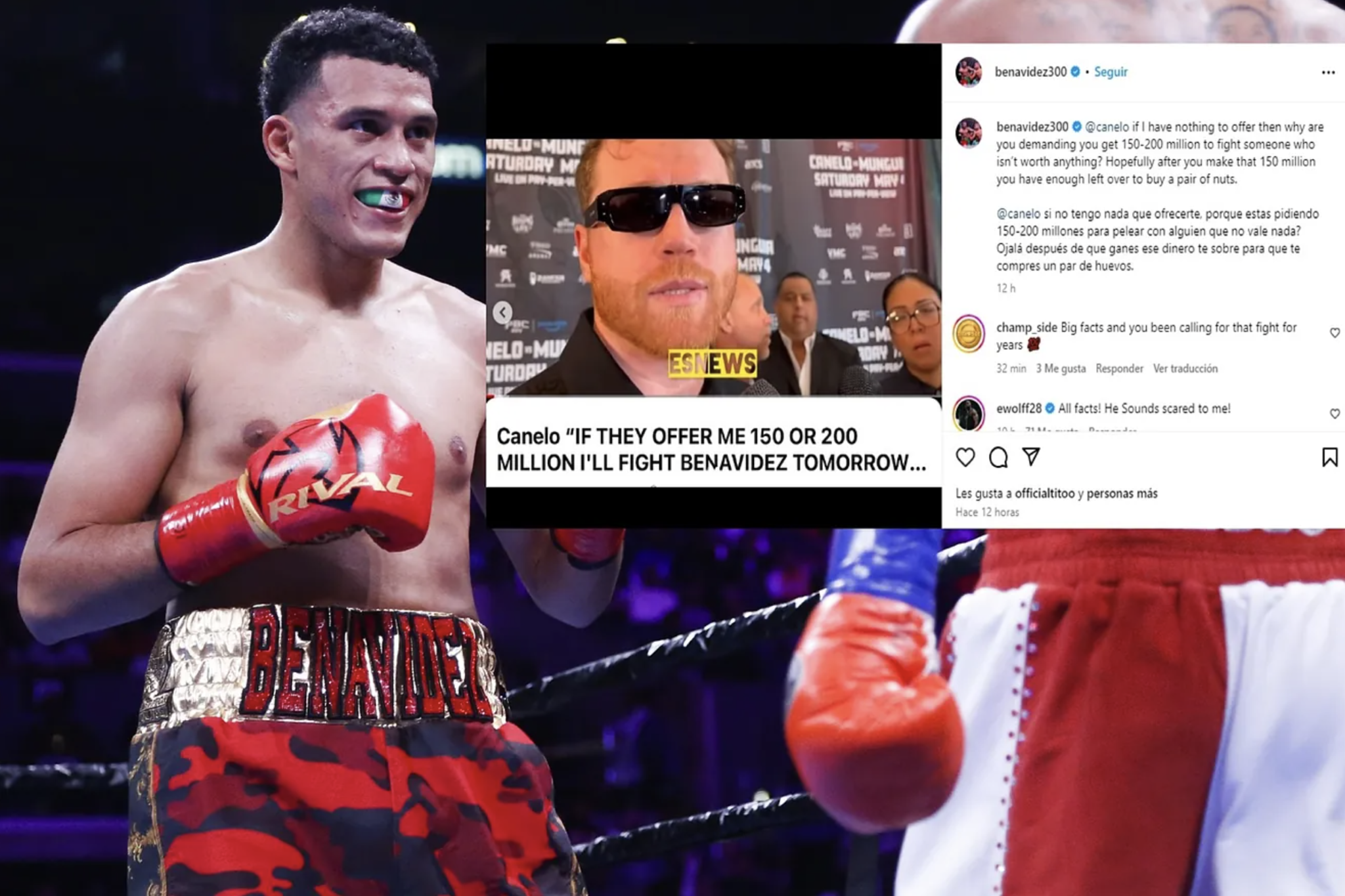 David Benavidez blasts Canelo after asking for 200 million dollars: So you can buy yourself a pair of balls...