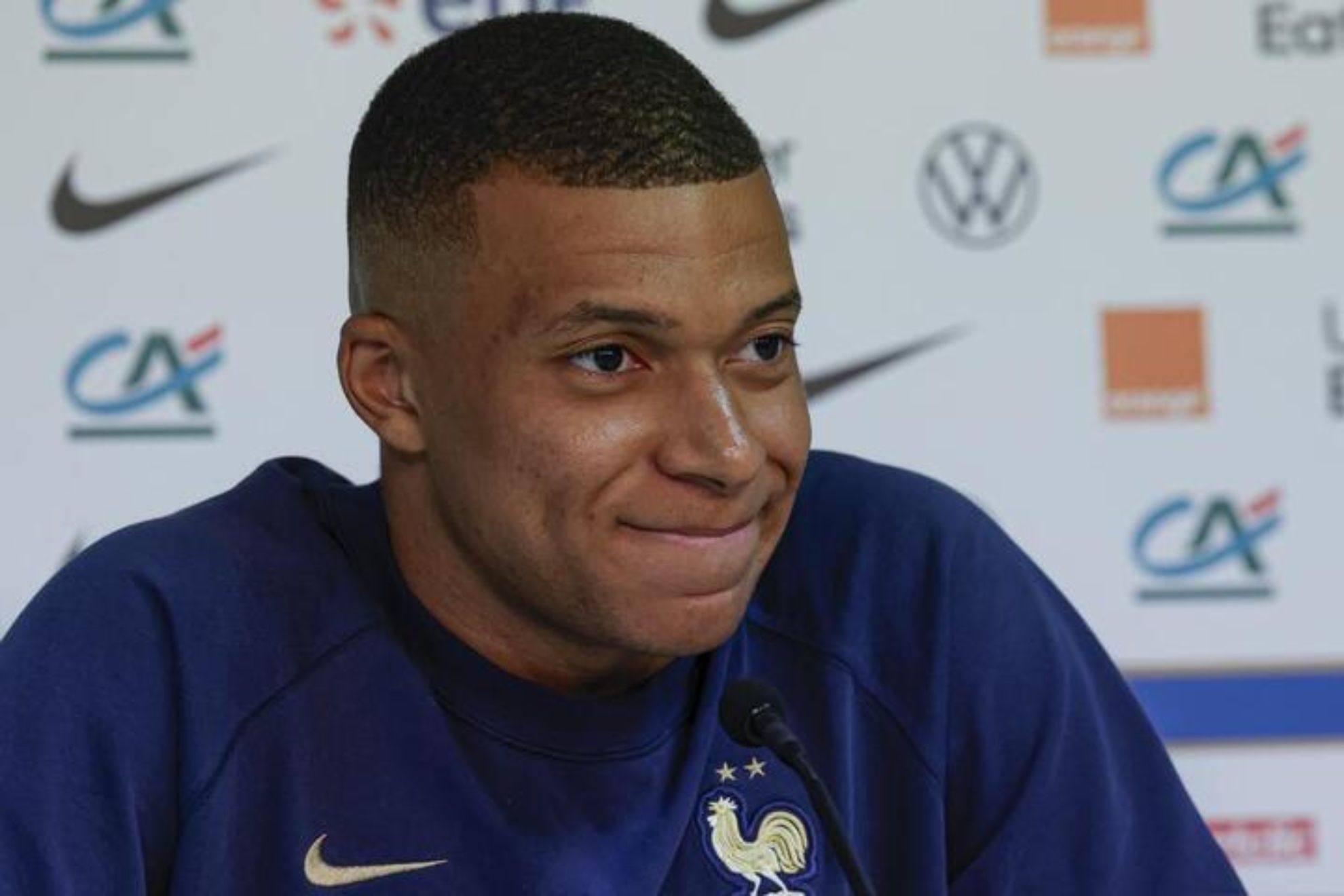 Kylian Mbappe during a press conference