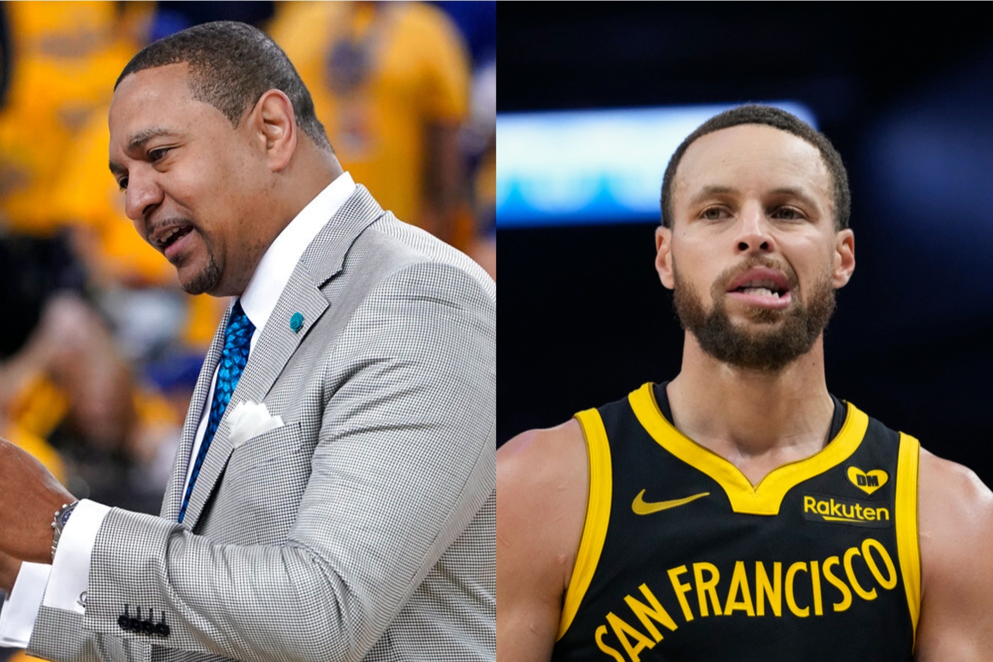 Mark Jackson (L) took a veiled shot at Stephen Curry.