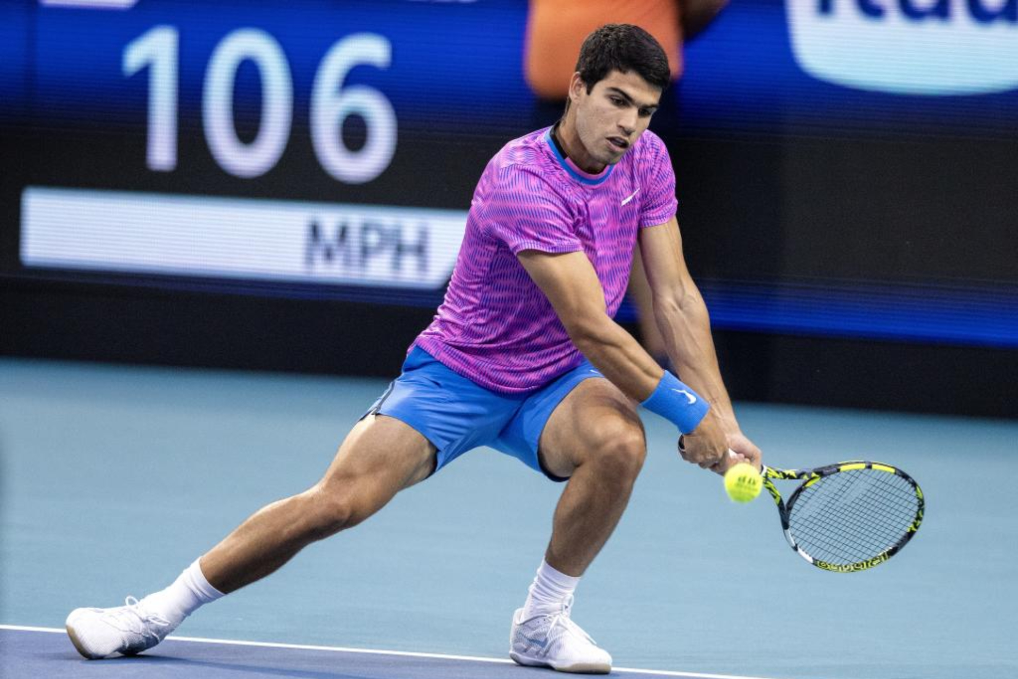 Carlos Alcaraz during his match against Monfils at the Miami Masters 1000.