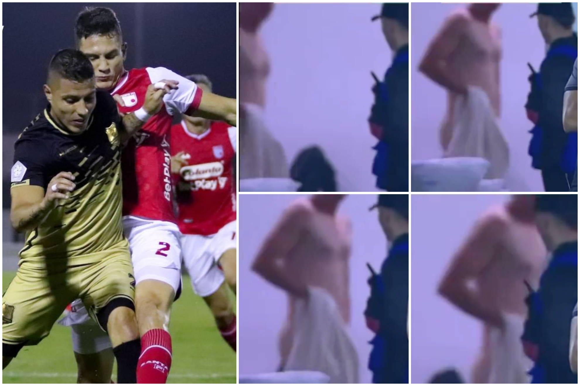 Imagen de un hombre desnudo apareci en transmisin de guilas Doradas vs. Santa Fe (Instagram: Dimayor - Win Sports)
