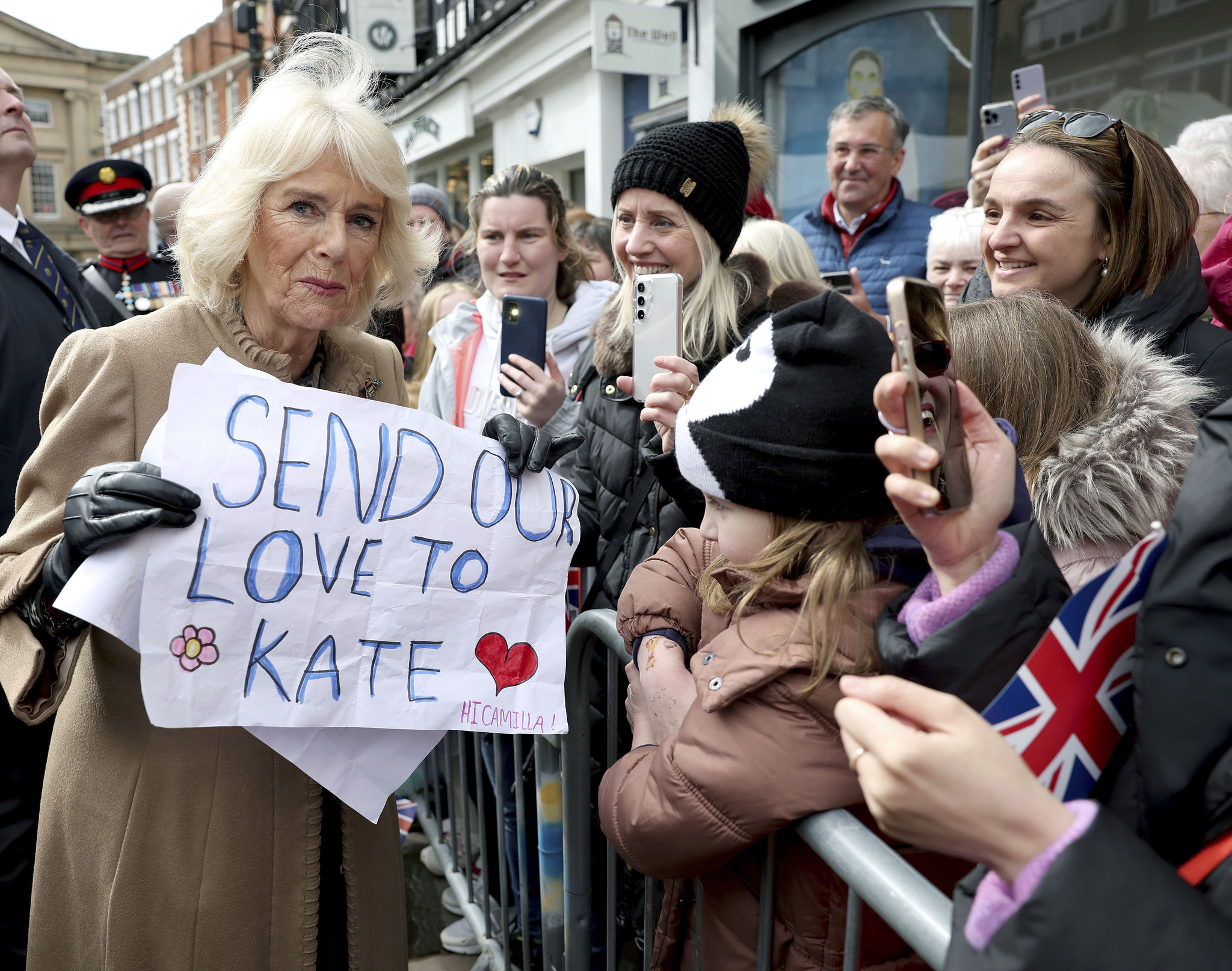 Britains Queen Camilla receives a message of support for Kate, Princess of Wales