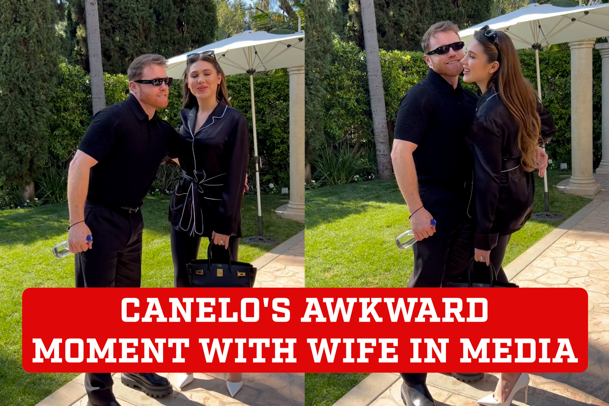 Canelo Alvarez has awkward moment with his wife in front of the media