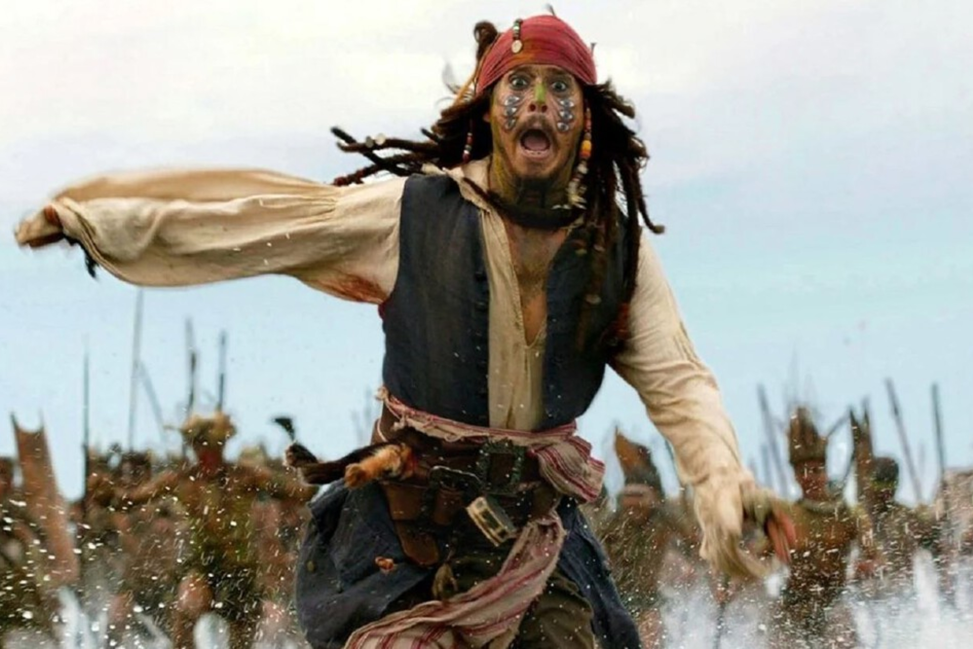 Johnny Deep as Jack Sparrow.