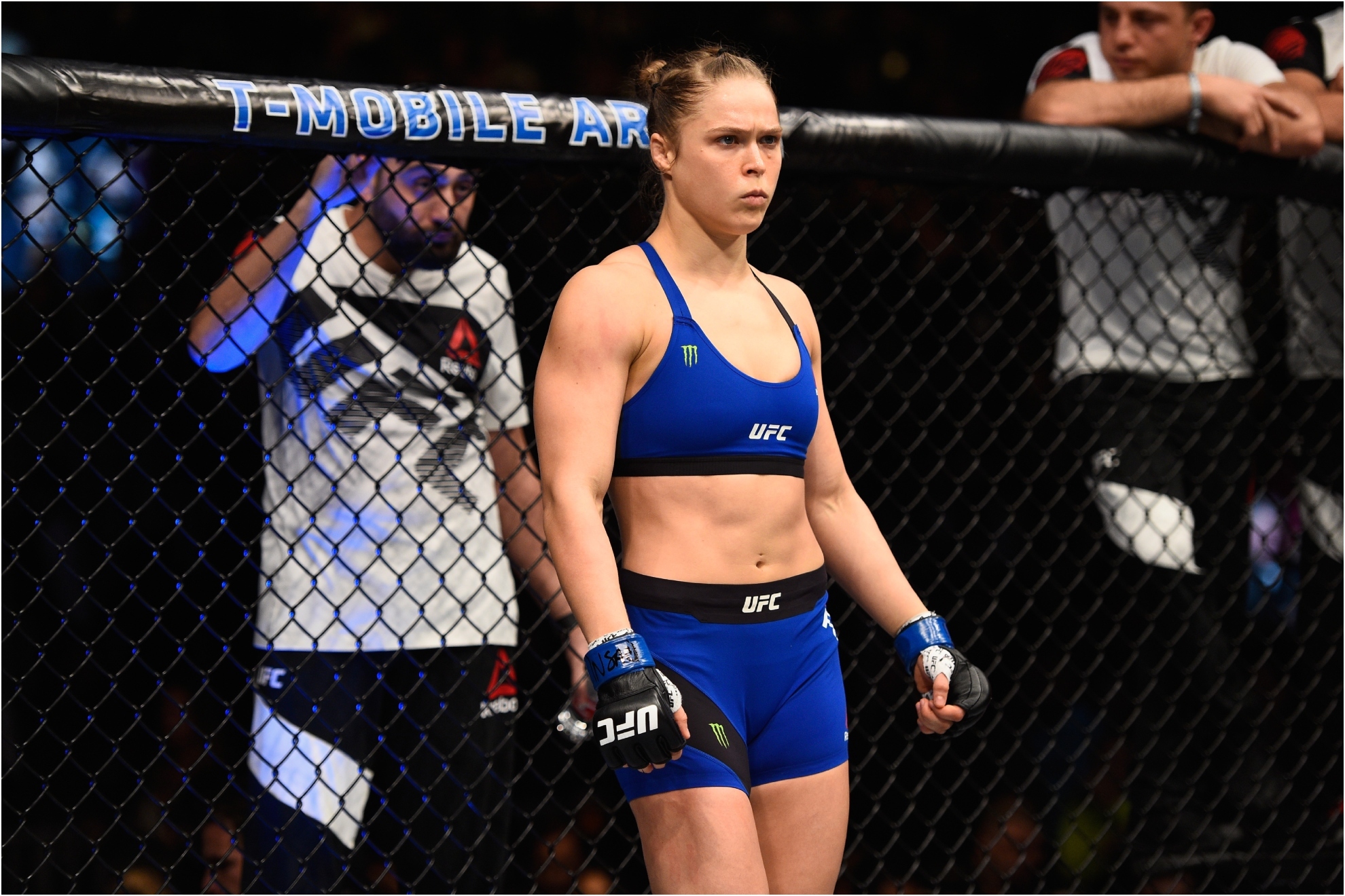 Ronda Rousey against Amanda Nunes in 2016 in the UFC