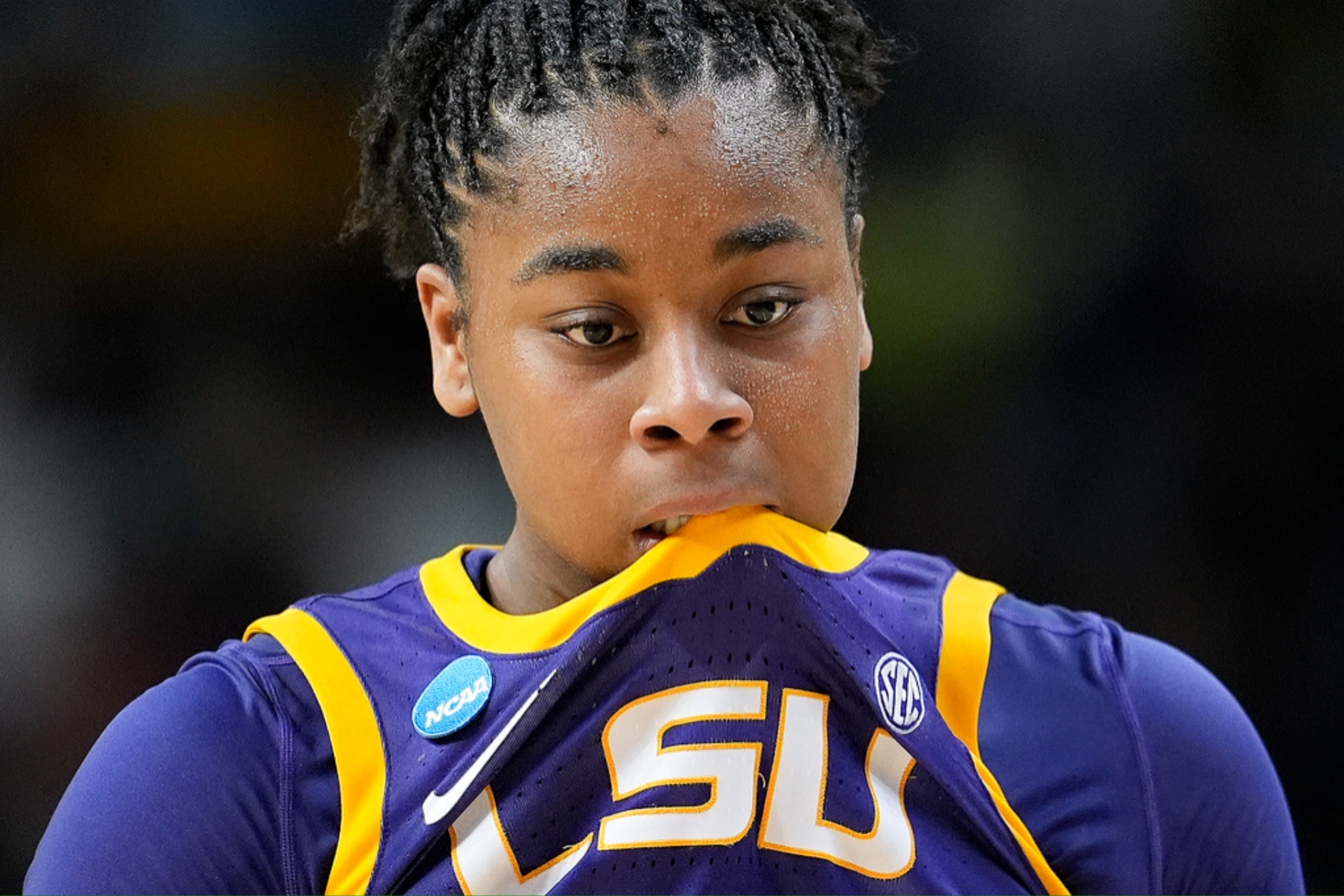 LSUs Mikaylah Williams during the Elite 8 game against Iowa on Monday night