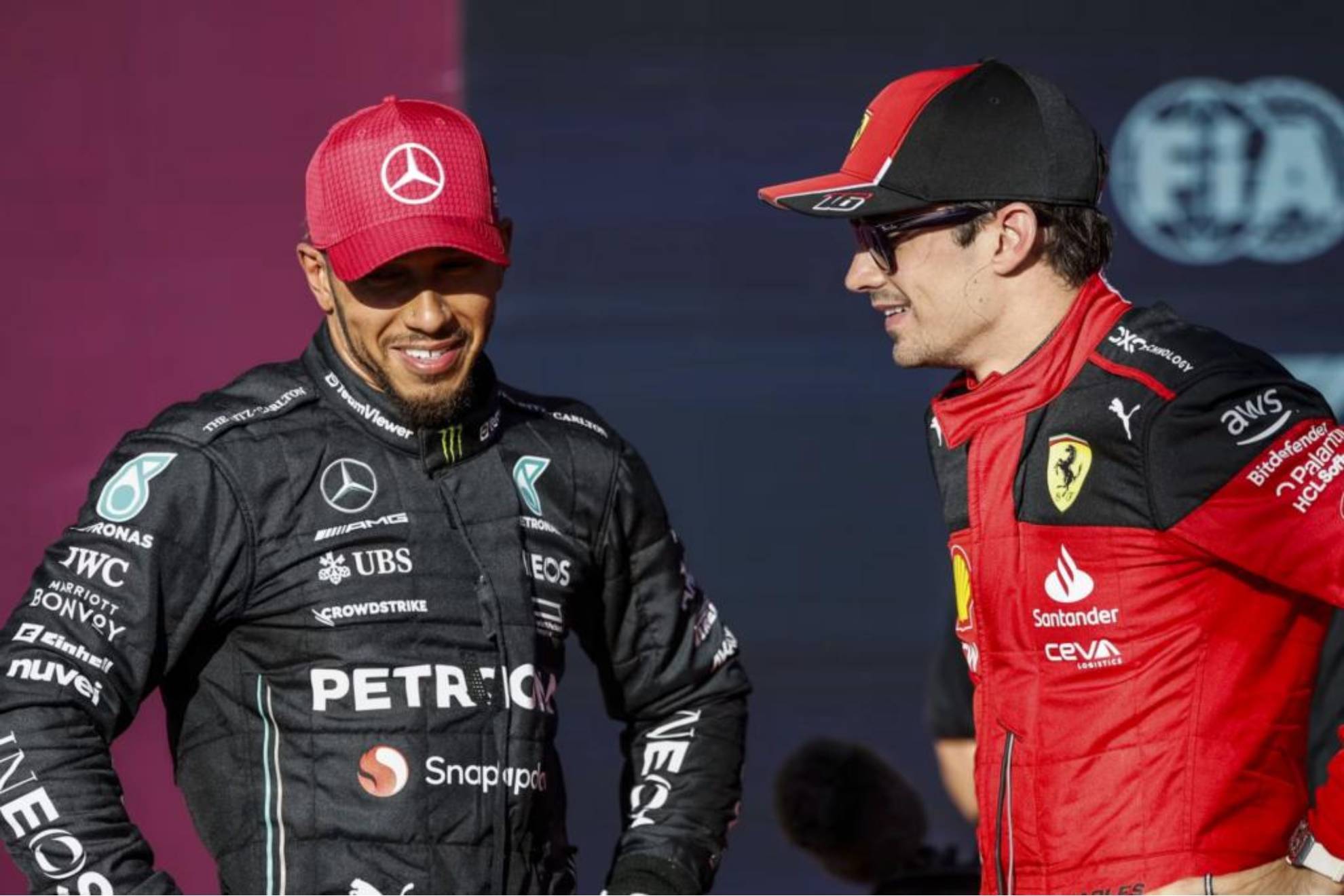Charles Leclerc y Lewis Hamilton, en el Gran Premio de Australia