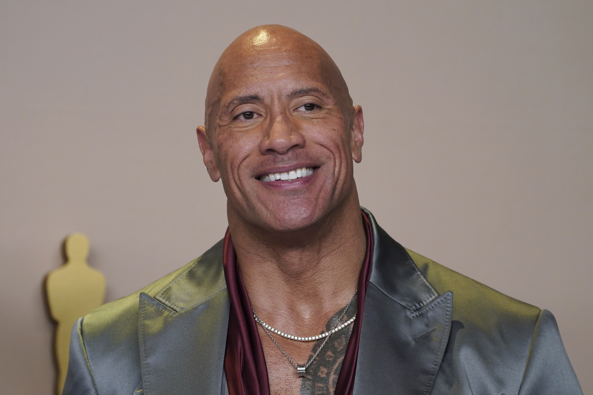 Dwayne The Rock Johnson poses in the press room at the Oscars