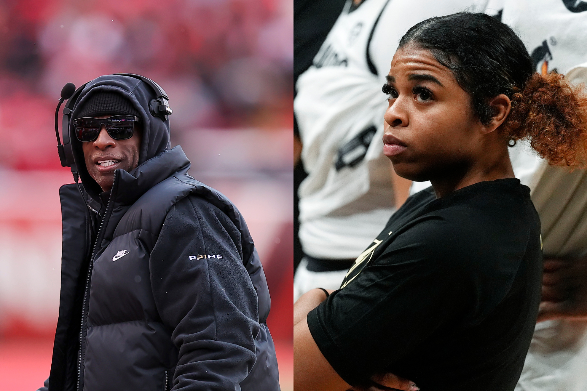 Deion Sanders (left) and daughter Shelomi (right).