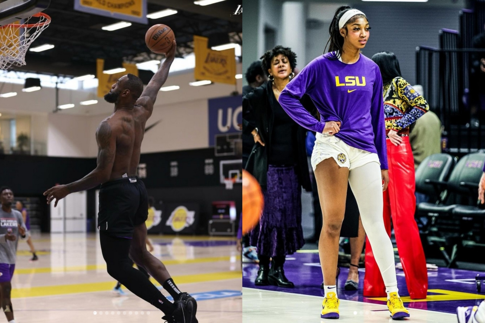 LeBron James wearing the look that distinguishes Angel Reese.