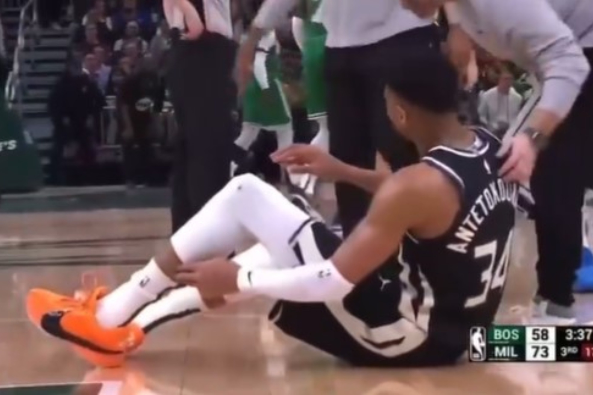 Bucks star Giannis Antetokounmpo exited the game against the Celtics with an apparent leg injury