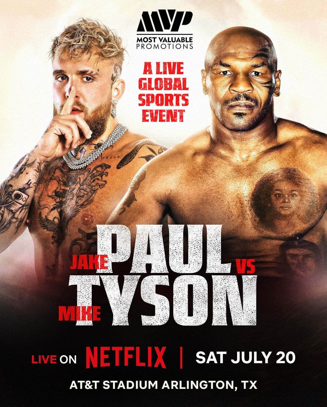 Cartel promocional del combate entre Paul y Tyson del prximo 20 de julio.