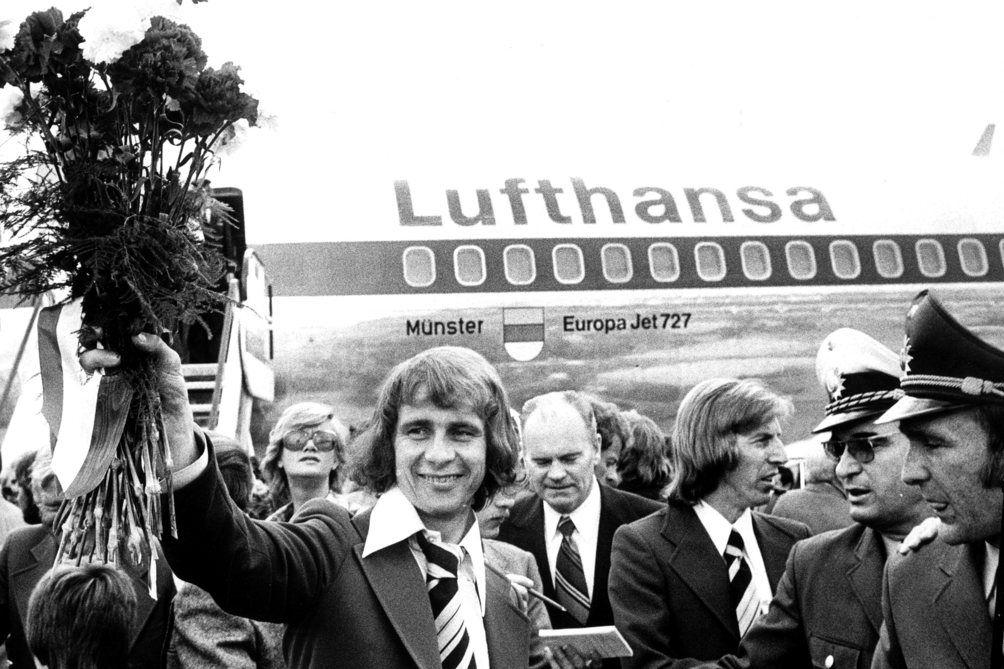 Bernd H�lzenbein, tras ganar el Mundial 1974.