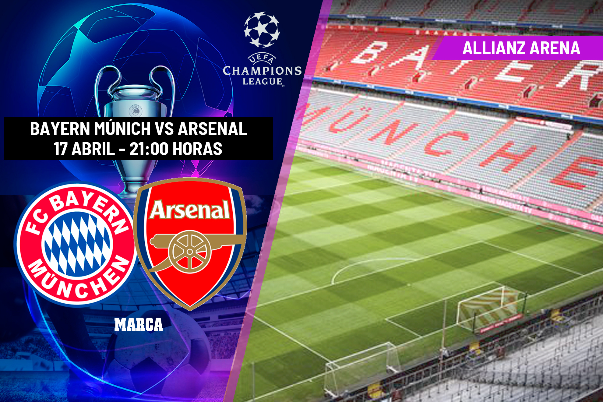 Bayern de M�nich - Arsenal: horario, d�nde ver en TV y canal del partido de cuartos de final de Champions League