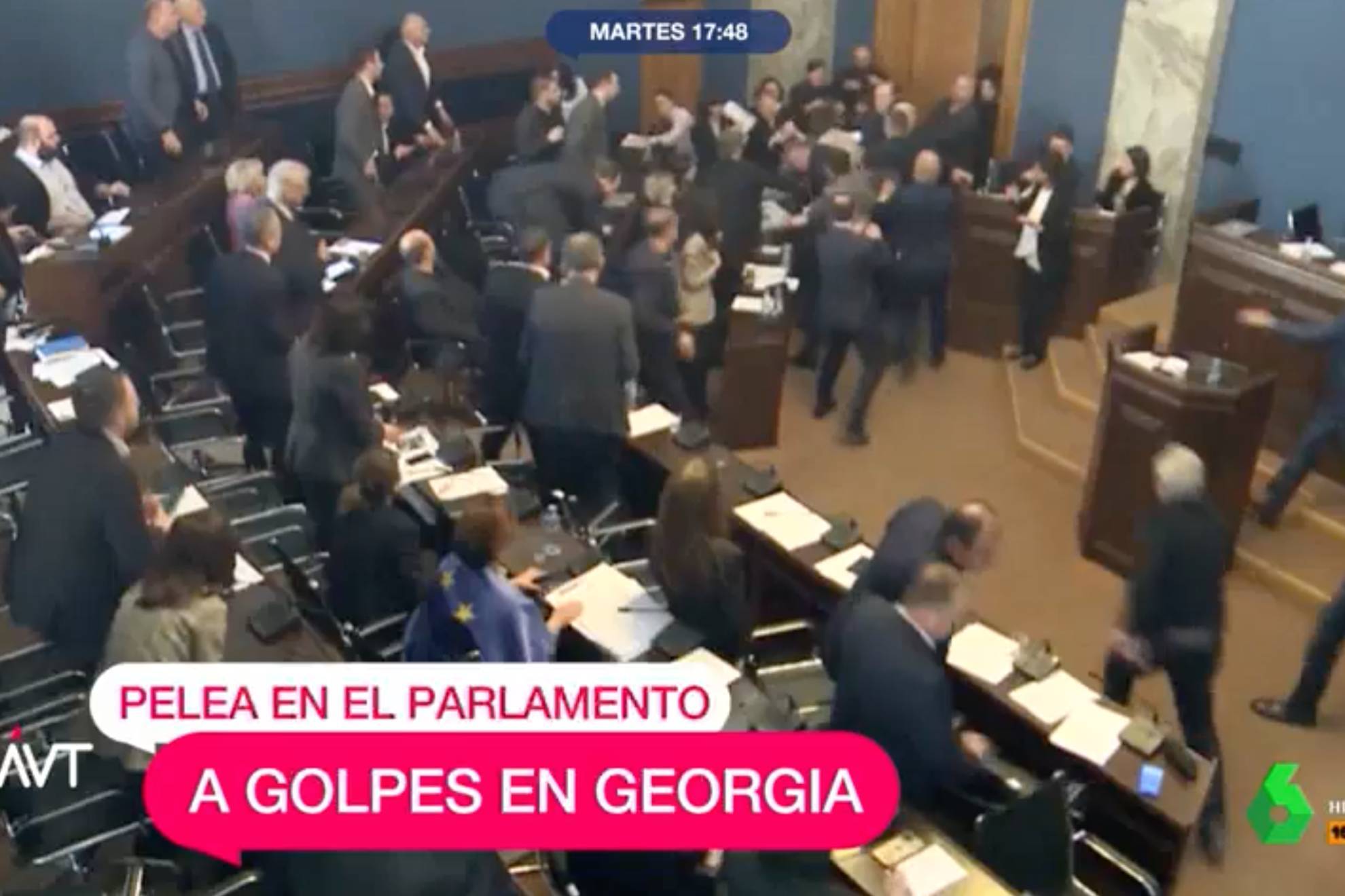 Pelea en el Parlamento georgiano.