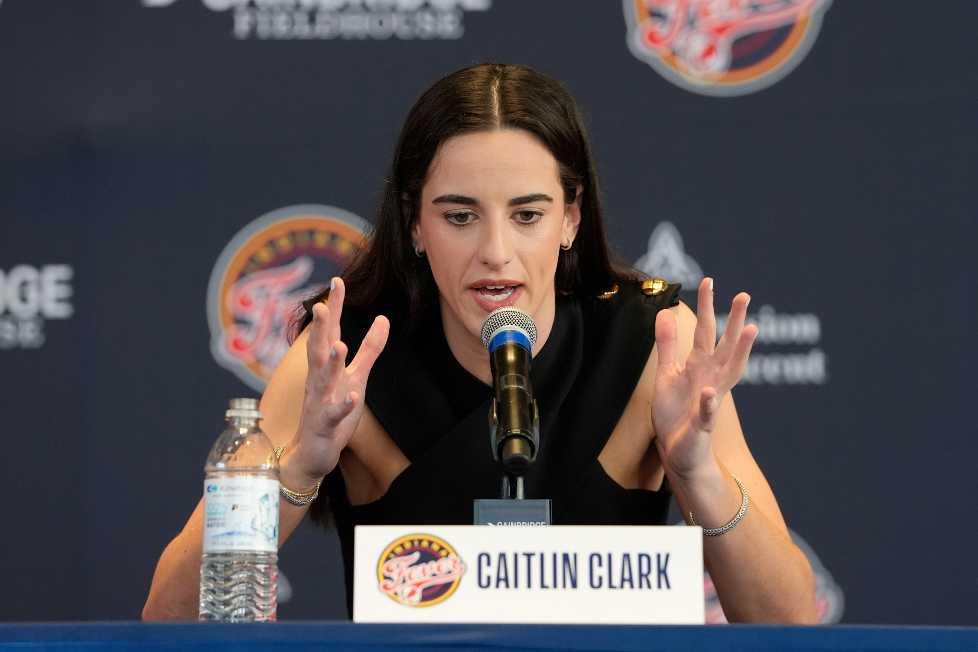 Caitlin Clark at her introductory WNBA press conference.