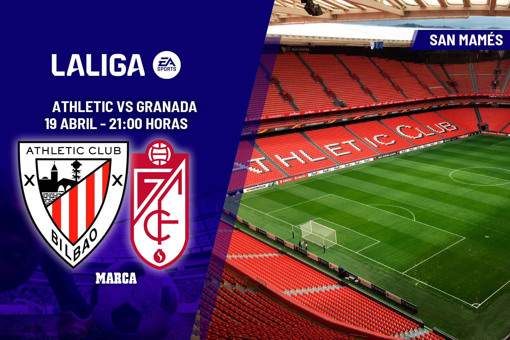 Athletic Club - Granada: horario, d�nde ver en TV y canal del partido de LaLiga EA Sports