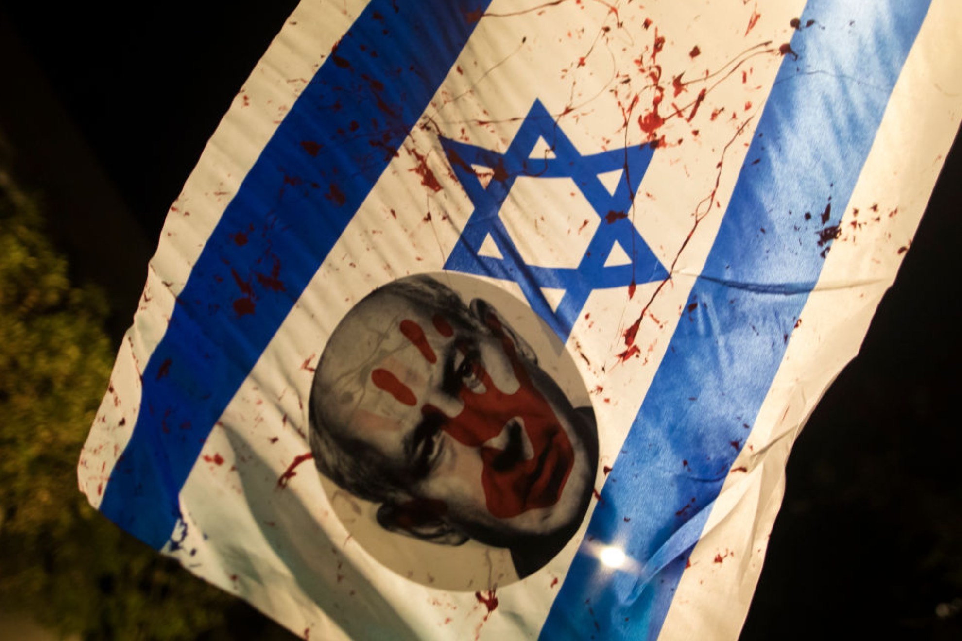 Imagen de Netanyahu en una manifestacin contra la guerra en Palestina