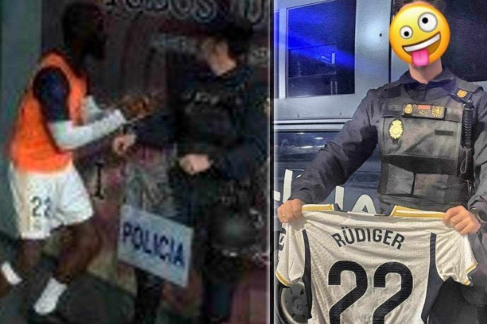 As� termin� la broma viral de R�diger a un Polic�a Nacional en el Cl�sico: No todo van a ser sustos