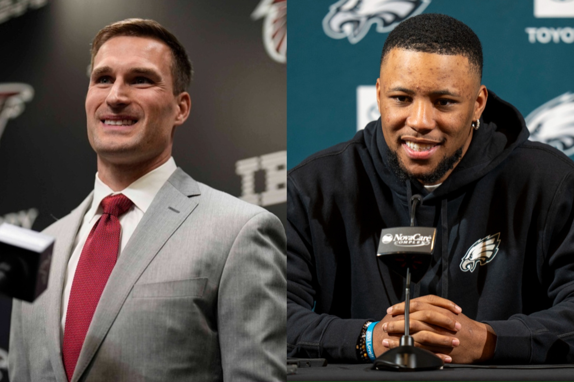 Kirk Cousins (L) and Saquon Barkley are at the center of the tampering plot.