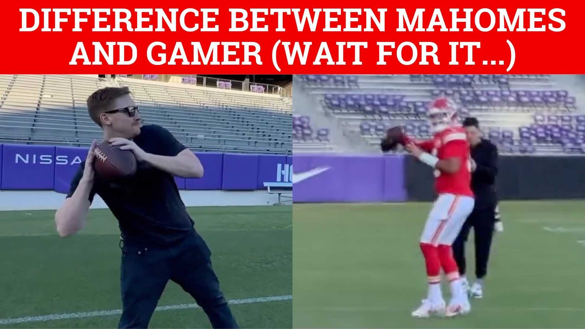 Patrick Mahomes behind the back pass puts online gamer to shame