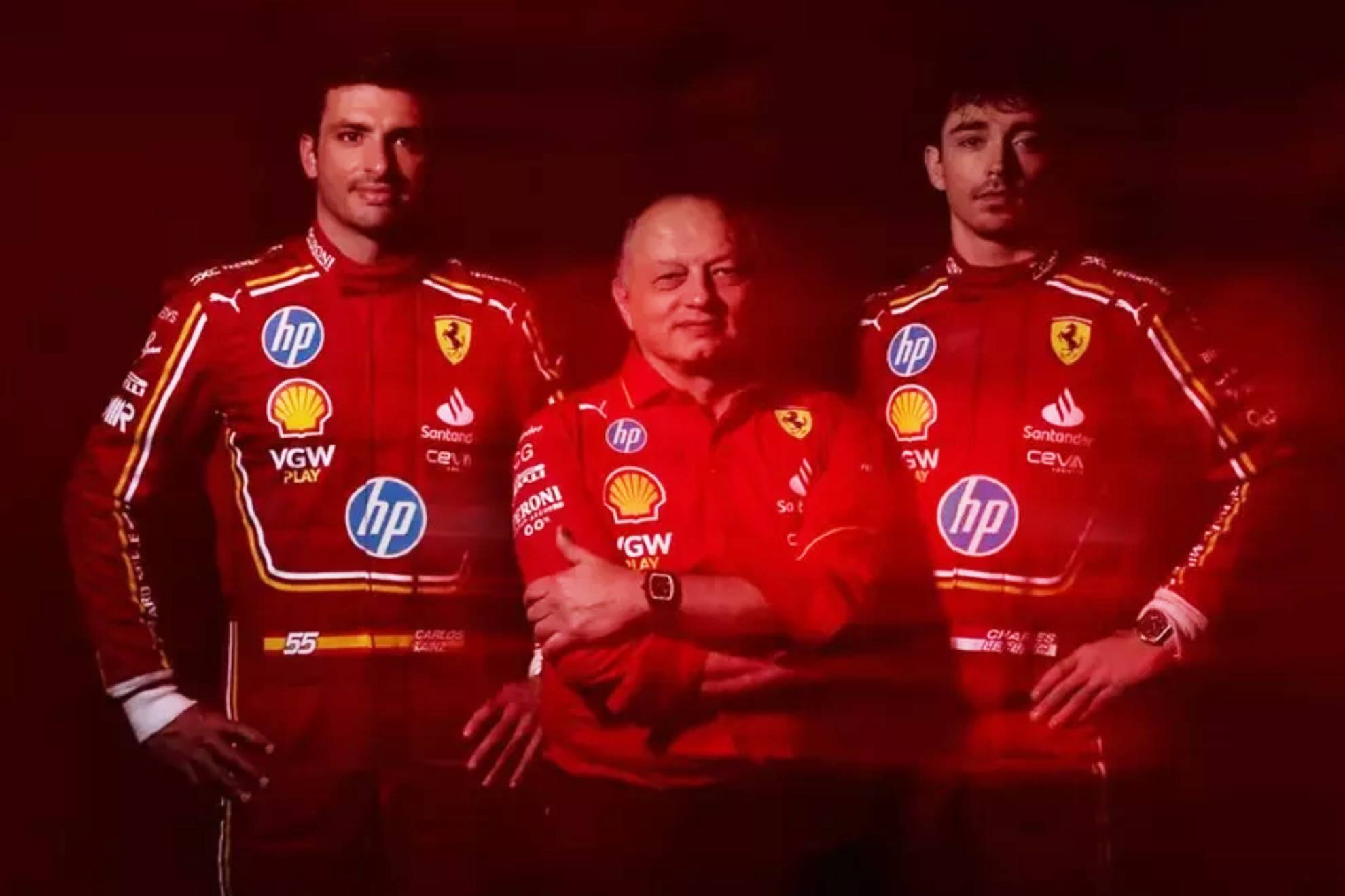 Sainz, Vasseur y Leclerc, con el nuevo patrocinio de HP en su uniformes