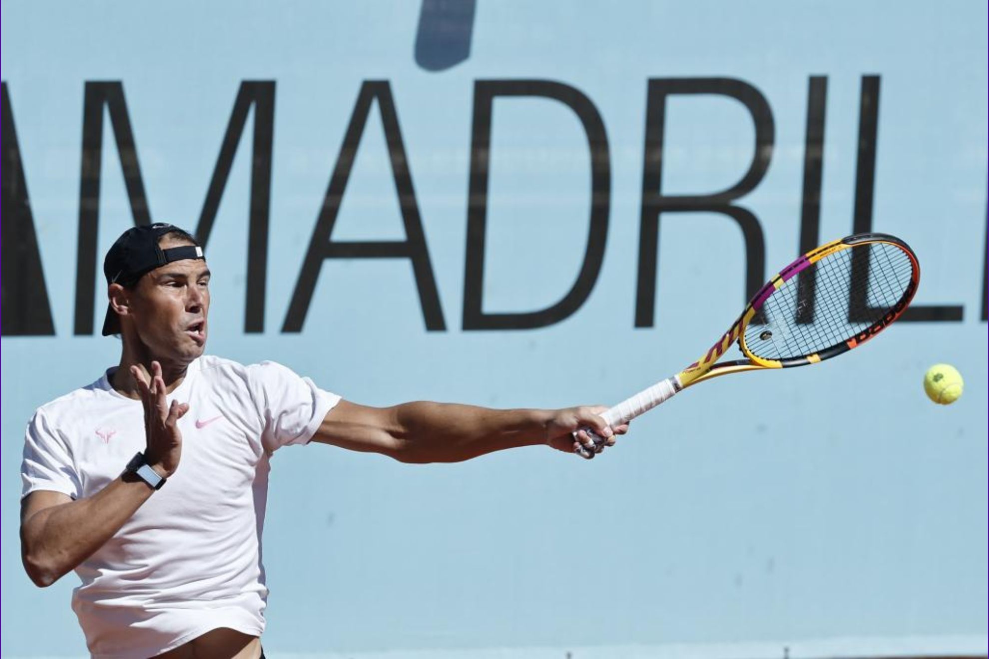 Rafa Nadal entrenando en el Mutua Madrid Open