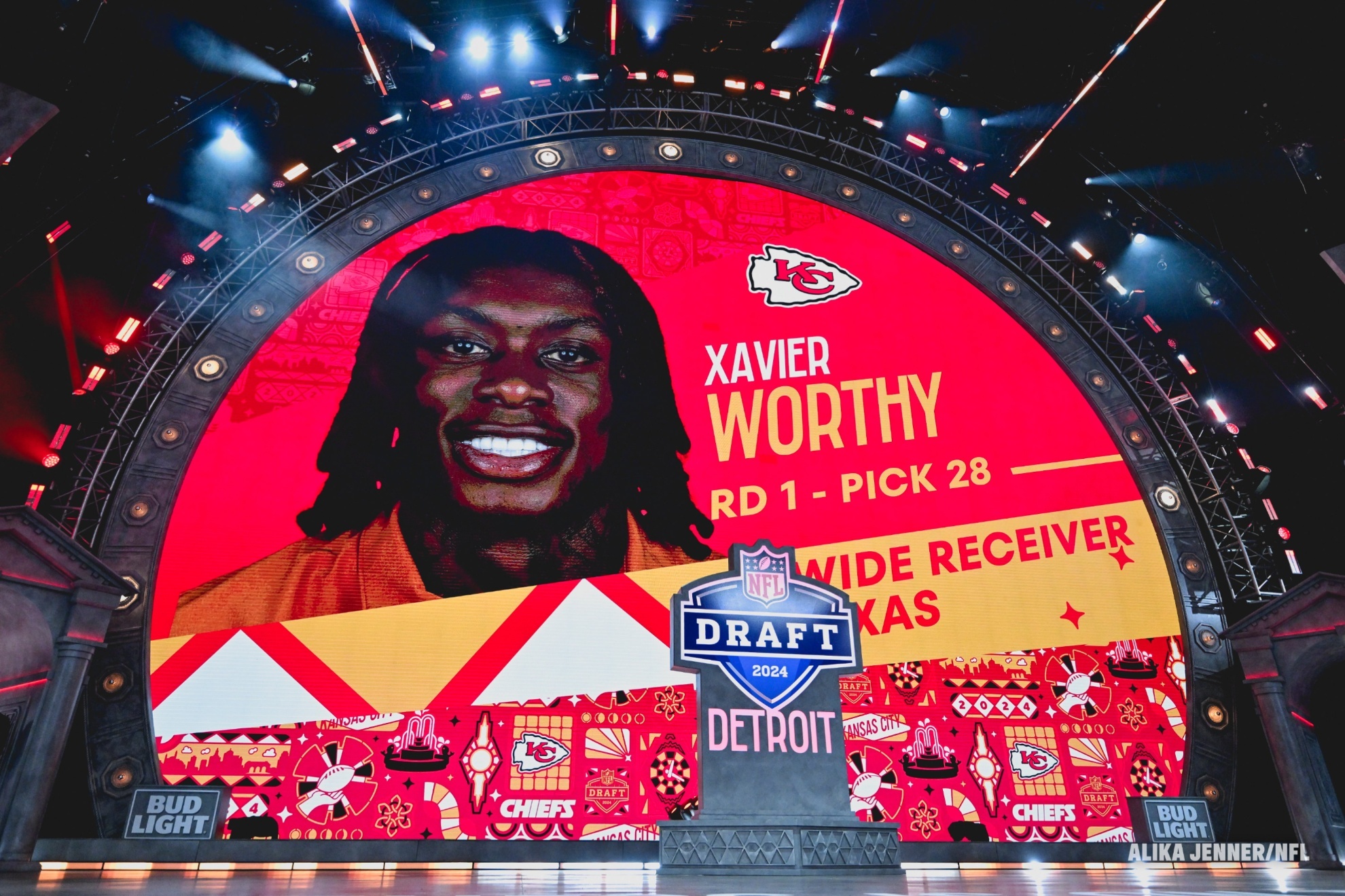 The Kansas City Chiefs traded up in the 2024 NFL Draft to select wide receiver Xavier Worthy