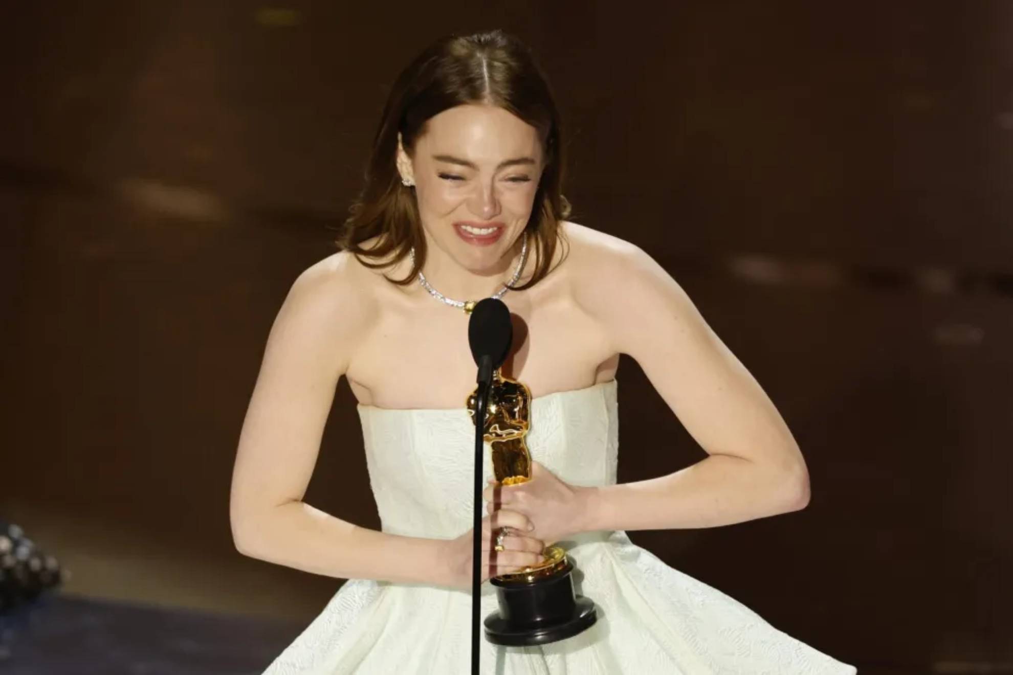 Emma Stone during her Oscars victory